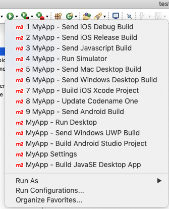 eclipse run button dropdown